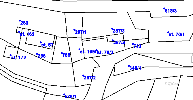 Parcela st. 70/3 v KÚ Hamr na Jezeře, Katastrální mapa