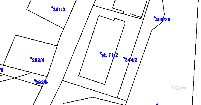 Parcela st. 71/2 v KÚ Hamr na Jezeře, Katastrální mapa
