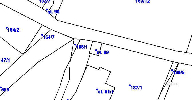 Parcela st. 89 v KÚ Hamr na Jezeře, Katastrální mapa
