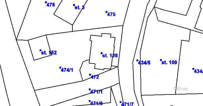 Parcela st. 128 v KÚ Hamr na Jezeře, Katastrální mapa