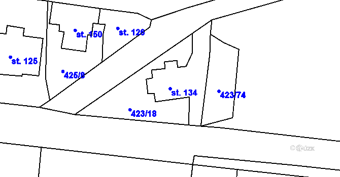 Parcela st. 134 v KÚ Hamr na Jezeře, Katastrální mapa