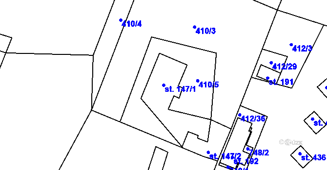 Parcela st. 147/1 v KÚ Hamr na Jezeře, Katastrální mapa