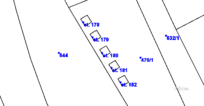 Parcela st. 180 v KÚ Hamr na Jezeře, Katastrální mapa