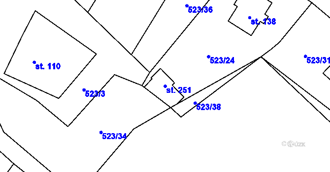 Parcela st. 251 v KÚ Hamr na Jezeře, Katastrální mapa