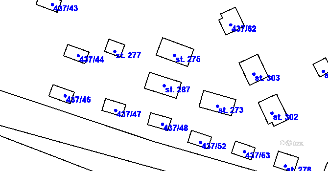 Parcela st. 287 v KÚ Hamr na Jezeře, Katastrální mapa