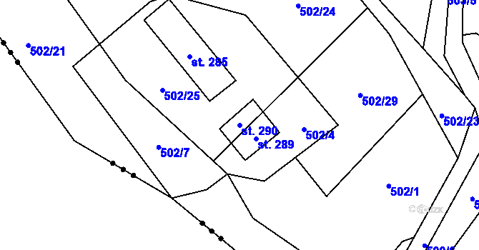 Parcela st. 290 v KÚ Hamr na Jezeře, Katastrální mapa