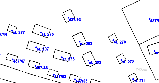 Parcela st. 303 v KÚ Hamr na Jezeře, Katastrální mapa