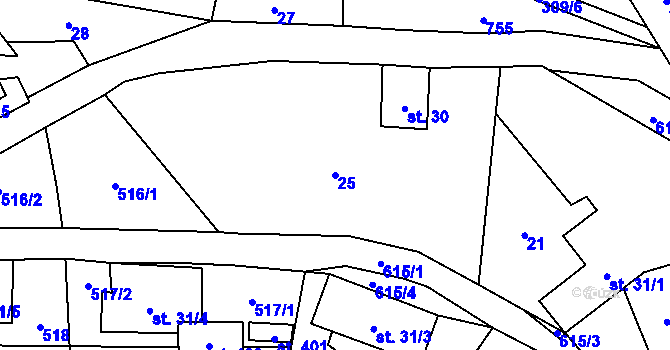 Parcela st. 25 v KÚ Hamr na Jezeře, Katastrální mapa