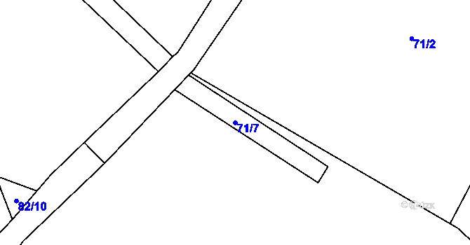 Parcela st. 71/7 v KÚ Hamr na Jezeře, Katastrální mapa