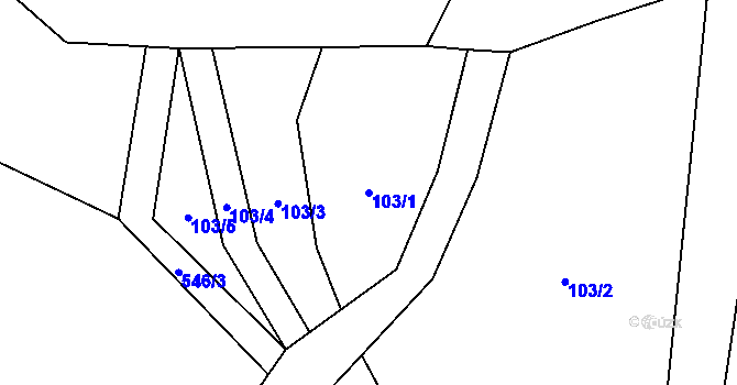 Parcela st. 103/1 v KÚ Hamr na Jezeře, Katastrální mapa