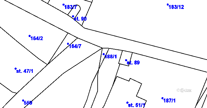 Parcela st. 188/1 v KÚ Hamr na Jezeře, Katastrální mapa