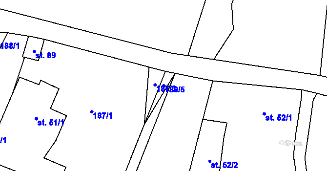 Parcela st. 189/5 v KÚ Hamr na Jezeře, Katastrální mapa
