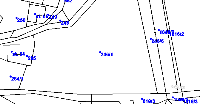 Parcela st. 246/1 v KÚ Hamr na Jezeře, Katastrální mapa