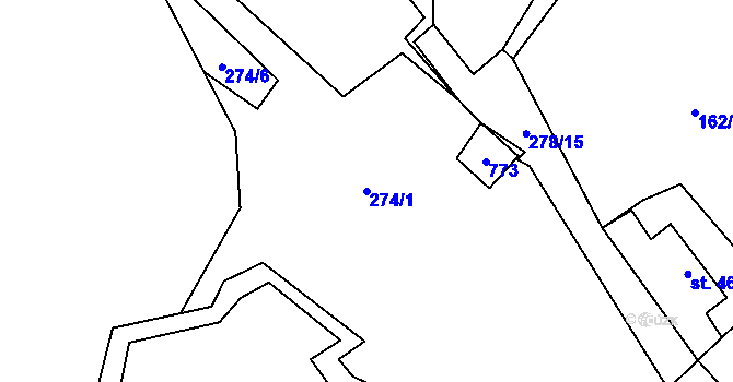 Parcela st. 274/1 v KÚ Hamr na Jezeře, Katastrální mapa
