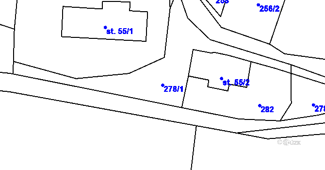 Parcela st. 278/1 v KÚ Hamr na Jezeře, Katastrální mapa