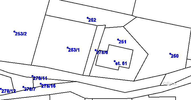 Parcela st. 278/6 v KÚ Hamr na Jezeře, Katastrální mapa