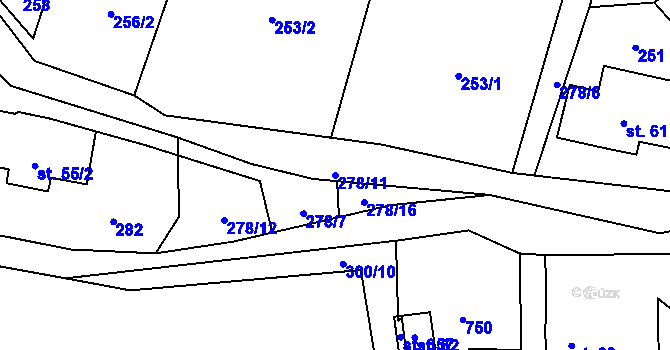 Parcela st. 278/11 v KÚ Hamr na Jezeře, Katastrální mapa