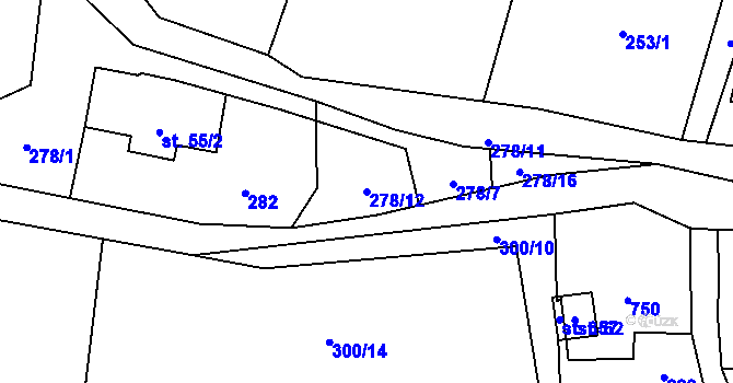 Parcela st. 278/12 v KÚ Hamr na Jezeře, Katastrální mapa