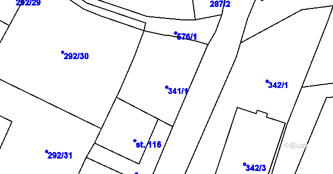 Parcela st. 341/1 v KÚ Hamr na Jezeře, Katastrální mapa