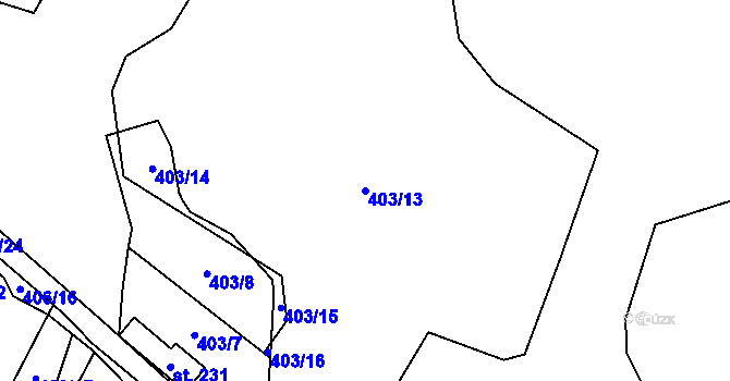 Parcela st. 403/13 v KÚ Hamr na Jezeře, Katastrální mapa