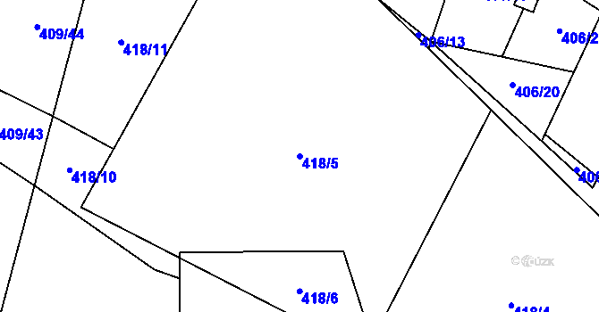 Parcela st. 418/5 v KÚ Hamr na Jezeře, Katastrální mapa