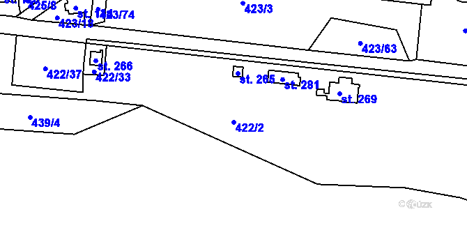 Parcela st. 422/2 v KÚ Hamr na Jezeře, Katastrální mapa
