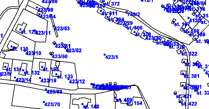 Parcela st. 423/1 v KÚ Hamr na Jezeře, Katastrální mapa