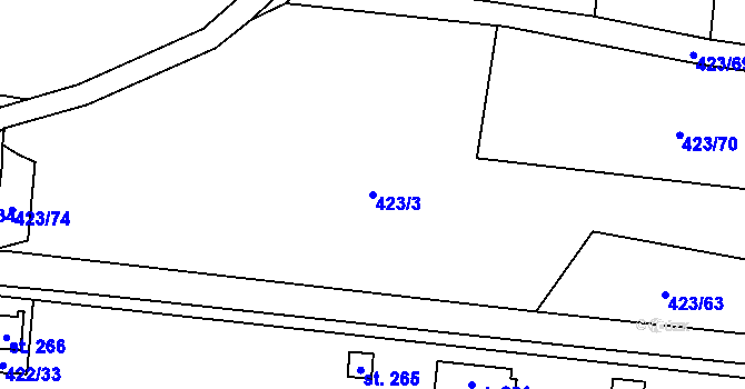 Parcela st. 423/3 v KÚ Hamr na Jezeře, Katastrální mapa