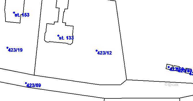 Parcela st. 423/12 v KÚ Hamr na Jezeře, Katastrální mapa