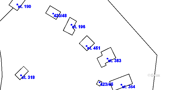 Parcela st. 423/47 v KÚ Hamr na Jezeře, Katastrální mapa