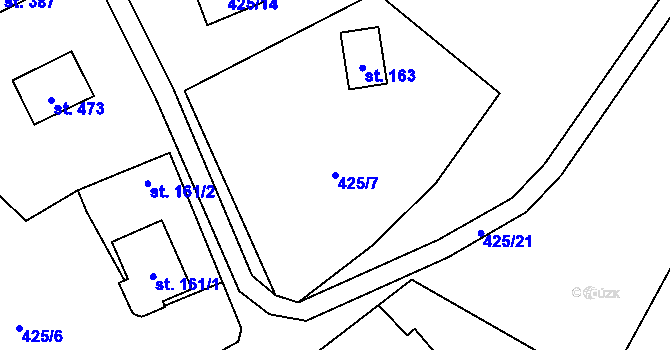 Parcela st. 425/7 v KÚ Hamr na Jezeře, Katastrální mapa