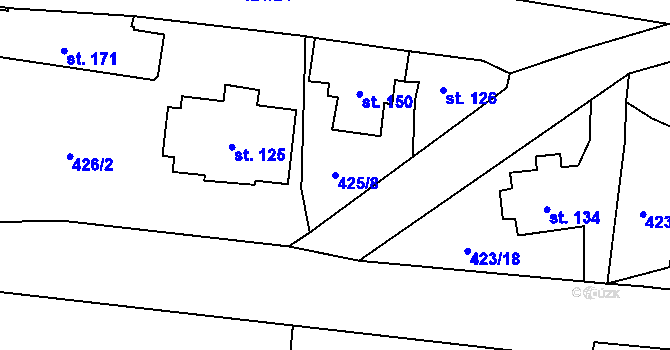 Parcela st. 425/8 v KÚ Hamr na Jezeře, Katastrální mapa