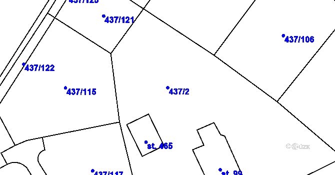 Parcela st. 437/2 v KÚ Hamr na Jezeře, Katastrální mapa