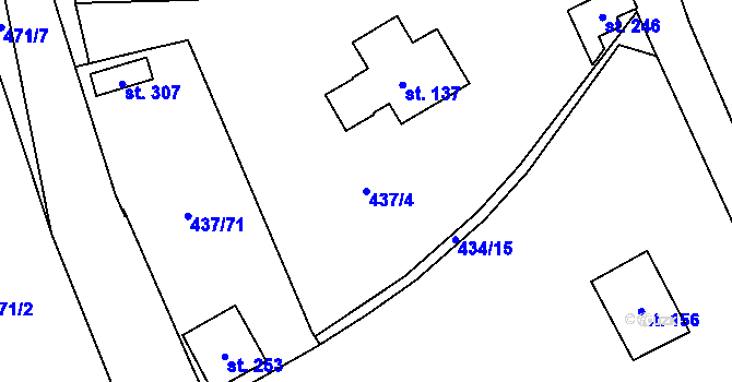 Parcela st. 437/4 v KÚ Hamr na Jezeře, Katastrální mapa