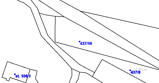 Parcela st. 437/16 v KÚ Hamr na Jezeře, Katastrální mapa