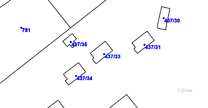 Parcela st. 437/33 v KÚ Hamr na Jezeře, Katastrální mapa