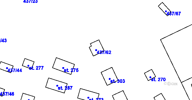 Parcela st. 437/62 v KÚ Hamr na Jezeře, Katastrální mapa