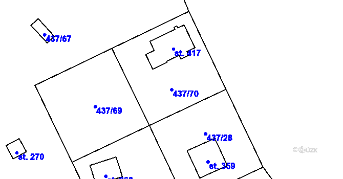 Parcela st. 437/70 v KÚ Hamr na Jezeře, Katastrální mapa