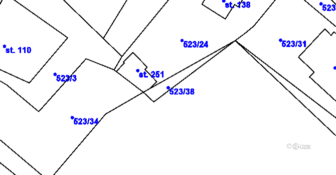 Parcela st. 523/38 v KÚ Hamr na Jezeře, Katastrální mapa