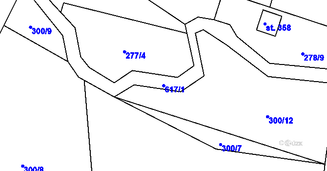 Parcela st. 617/1 v KÚ Hamr na Jezeře, Katastrální mapa