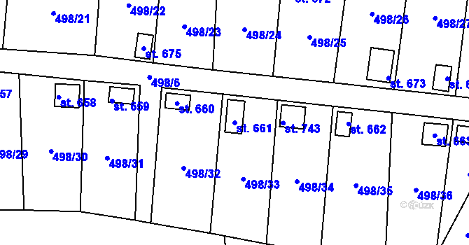Parcela st. 661 v KÚ Hamr u Litvínova, Katastrální mapa