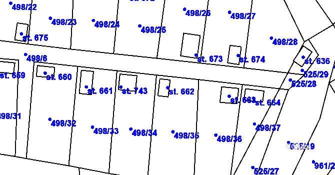 Parcela st. 662 v KÚ Hamr u Litvínova, Katastrální mapa