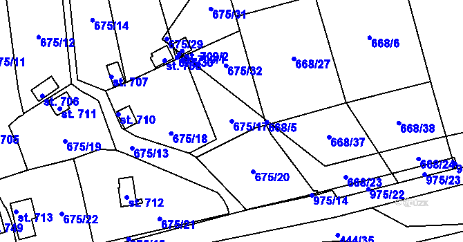 Parcela st. 675/17 v KÚ Hamr u Litvínova, Katastrální mapa