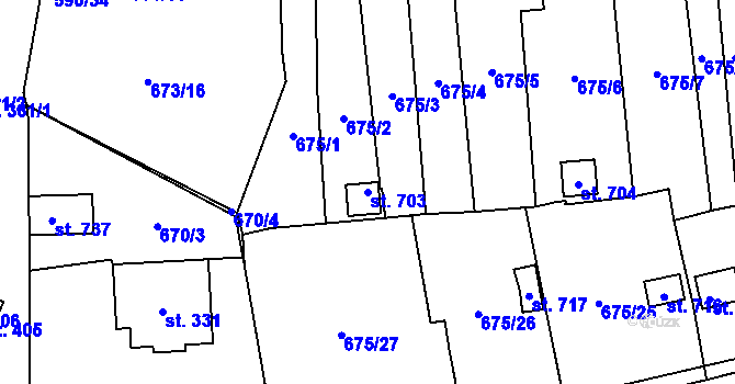 Parcela st. 703 v KÚ Hamr u Litvínova, Katastrální mapa