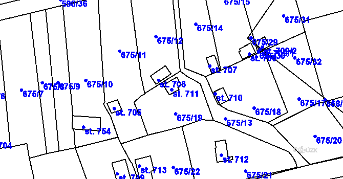 Parcela st. 711 v KÚ Hamr u Litvínova, Katastrální mapa