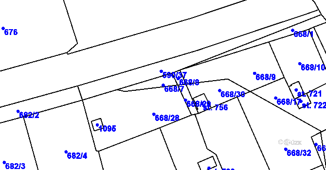 Parcela st. 668/7 v KÚ Hamr u Litvínova, Katastrální mapa