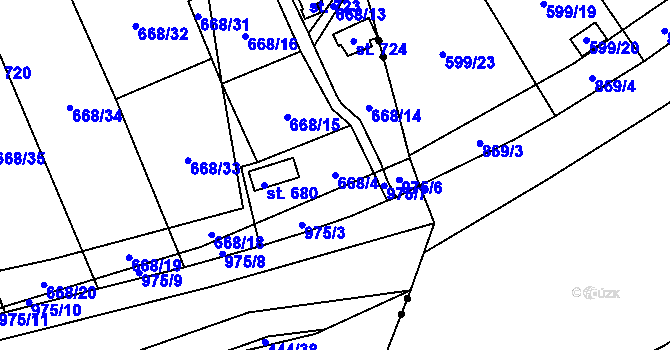 Parcela st. 668/4 v KÚ Hamr u Litvínova, Katastrální mapa