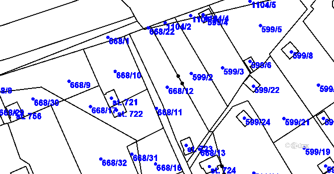 Parcela st. 668/12 v KÚ Hamr u Litvínova, Katastrální mapa