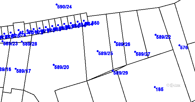 Parcela st. 589/25 v KÚ Hamr u Litvínova, Katastrální mapa