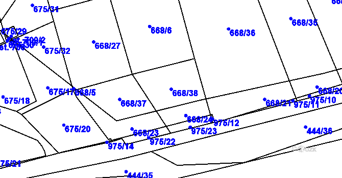 Parcela st. 668/38 v KÚ Hamr u Litvínova, Katastrální mapa